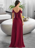 Gracelyn A-Line Square Neckline Floor-Length Bridesmaid Dress With Bow(s) STAP0013242