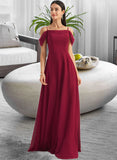 Gracelyn A-Line Square Neckline Floor-Length Bridesmaid Dress With Bow(s) STAP0013242