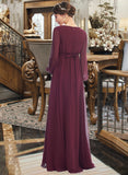 Vanessa A-Line V-neck Floor-Length Bridesmaid Dress With Split Front STAP0013244