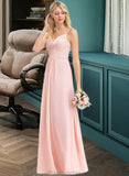 Magdalena A-Line Sweetheart Floor-Length Chiffon Lace Bridesmaid Dress STAP0013248