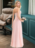 Magdalena A-Line Sweetheart Floor-Length Chiffon Lace Bridesmaid Dress STAP0013248