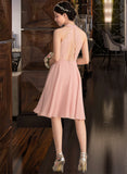 Kaleigh A-Line Scoop Neck Knee-Length Chiffon Bridesmaid Dress With Lace Pockets STAP0013249