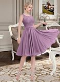 Kendra A-Line Square Neckline Knee-Length Chiffon Lace Bridesmaid Dress STAP0013252