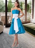 Nevaeh A-Line Sweetheart Knee-Length Taffeta Bridesmaid Dress With Sash Bow(s) STAP0013253