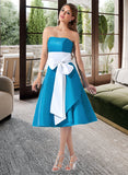 Nevaeh A-Line Sweetheart Knee-Length Taffeta Bridesmaid Dress With Sash Bow(s) STAP0013253