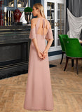 Uerica Sheath/Column High Neck Floor-Length Bridesmaid Dress With Split Front STAP0013254