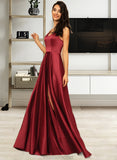 Edith A-LineV-neckFloor-LengthSatinBridesmaidDressWithPockets#251382 STAP0013256