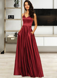 Edith A-LineV-neckFloor-LengthSatinBridesmaidDressWithPockets#251382 STAP0013256