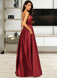 Edith A-LineV-neckFloor-LengthSatinBridesmaidDressWithPockets#251382 STAP0013256