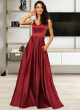 Edith A-LineV-neckFloor-LengthSatinBridesmaidDressWithPockets#251382 STAP0013256