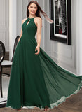 Guadalupe A-Line Scoop Neck Floor-Length Chiffon Bridesmaid Dress STAP0013257