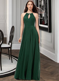 Guadalupe A-Line Scoop Neck Floor-Length Chiffon Bridesmaid Dress STAP0013257