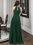 Guadalupe A-Line Scoop Neck Floor-Length Chiffon Bridesmaid Dress STAP0013257