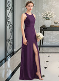 Teresa A-Line Scoop Neck Floor-Length Chiffon Bridesmaid Dress With Split Front STAP0013260