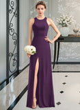 Teresa A-Line Scoop Neck Floor-Length Chiffon Bridesmaid Dress With Split Front STAP0013260