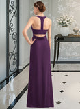 Teresa A-Line Scoop Neck Floor-Length Chiffon Bridesmaid Dress With Split Front STAP0013260