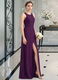 Teresa A-Line Scoop Neck Floor-Length Chiffon Bridesmaid Dress With Split Front STAP0013260