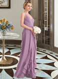 Vicky A-Line V-neck Floor-Length Chiffon Bridesmaid Dress With Cascading Ruffles STAP0013261