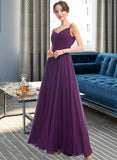 Maria A-Line V-neck Floor-Length Bridesmaid Dress With Pockets STAP0013263