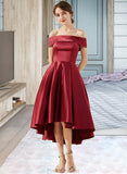 Nell A-Line Off-the-Shoulder Asymmetrical Satin Bridesmaid Dress With Pockets STAP0013264