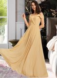 Diana A-Line V-neck Floor-Length Bridesmaid Dress STAP0013265