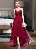 Danika A-Line V-neck Asymmetrical Tulle Bridesmaid Dress STAP0013270