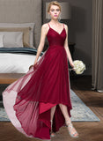 Danika A-Line V-neck Asymmetrical Tulle Bridesmaid Dress STAP0013270