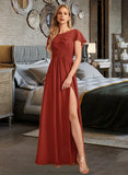 Jessie A-Line High Neck Floor-Length Bridesmaid Dress With Ruffle Split Front STAP0013271