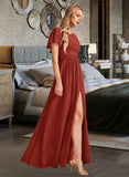 Jessie A-Line High Neck Floor-Length Bridesmaid Dress With Ruffle Split Front STAP0013271