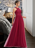 Akira A-Line Halter Floor-Length Bridesmaid Dress With Ruffle STAP0013274