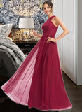 Akira A-Line Halter Floor-Length Bridesmaid Dress With Ruffle STAP0013274