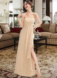 Maren A-Line Square Neckline Floor-Length Bridesmaid Dress With Split Front STAP0013275