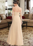 Maren A-Line Square Neckline Floor-Length Bridesmaid Dress With Split Front STAP0013275