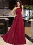 Yesenia A-Line Scoop Neck Floor-Length Bridesmaid Dress With Ruffle STAP0013277