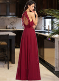 Yesenia A-Line Scoop Neck Floor-Length Bridesmaid Dress With Ruffle STAP0013277