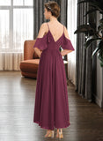 Xiomara A-Line V-neck Asymmetrical Chiffon Bridesmaid Dress With Cascading Ruffles STAP0013280