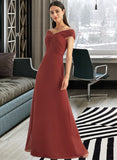 Nellie Sheath/Column Off-the-Shoulder Floor-Length Bridesmaid Dress With Ruffle STAP0013284