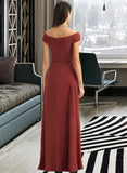 Nellie Sheath/Column Off-the-Shoulder Floor-Length Bridesmaid Dress With Ruffle STAP0013284