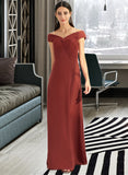 Nellie Sheath/Column Off-the-Shoulder Floor-Length Bridesmaid Dress With Ruffle STAP0013284