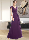 Emmalee A-Line V-neck Floor-Length Bridesmaid Dress With Ruffle Pockets STAP0013285