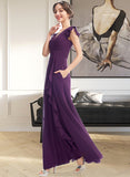 Emmalee A-Line V-neck Floor-Length Bridesmaid Dress With Ruffle Pockets STAP0013285