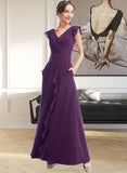 Emmalee A-Line V-neck Floor-Length Bridesmaid Dress With Ruffle Pockets STAP0013285