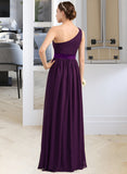 Jaelyn A-Line/Princess One-Shoulder Floor-Length Chiffon Charmeuse Bridesmaid Dress With Ruffle Split Front STAP0013288