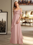 Taniya A-Line V-neck Floor-Length Bridesmaid Dress With Ruffle STAP0013289