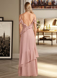 Taniya A-Line V-neck Floor-Length Bridesmaid Dress With Ruffle STAP0013289