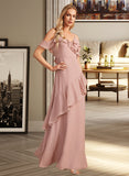 Taniya A-Line V-neck Floor-Length Bridesmaid Dress With Ruffle STAP0013289