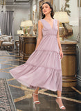 Megan A-LineV-neckTea-LengthBridesmaidDress#273655 STAP0013290