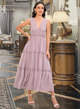 Megan A-LineV-neckTea-LengthBridesmaidDress#273655 STAP0013290