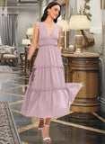 Megan A-LineV-neckTea-LengthBridesmaidDress#273655 STAP0013290