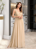 Keely A-Line V-neck Floor-Length Bridesmaid Dress With Sequins STAP0013291